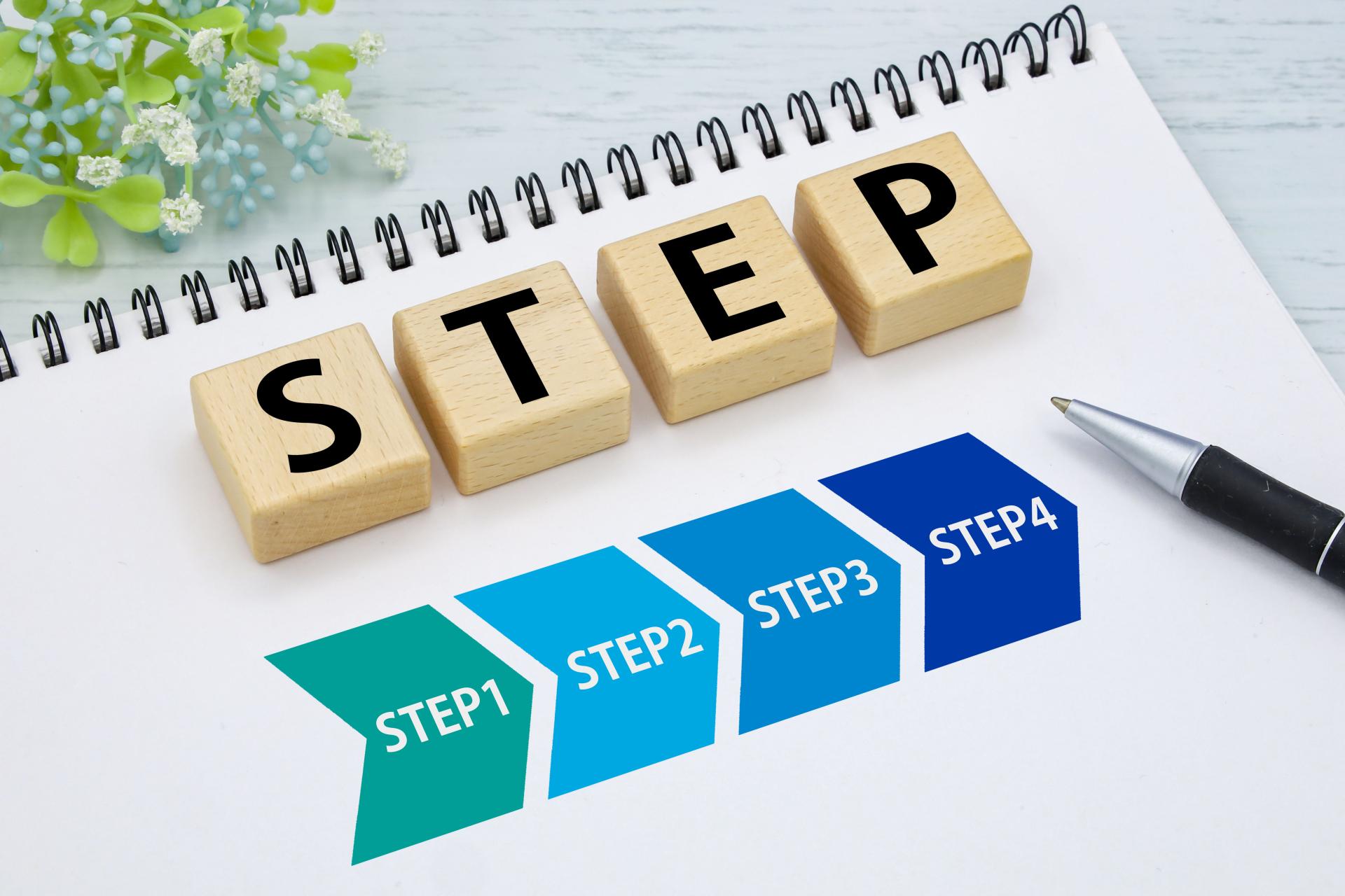 「STEP」の文字ブロック